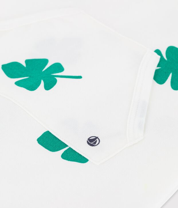 Babies' Fleece Plant Print Short Playsuit white/green