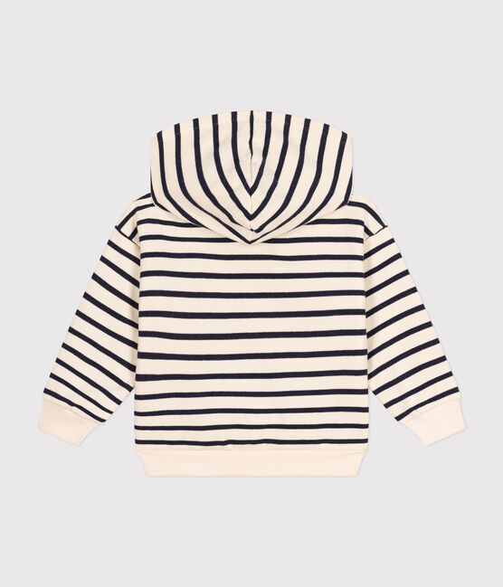 Hooded sweatshirt in brushed fleece for girls or boys AVALANCHE white/SMOKING blue