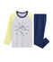 Boys' Ribbed Pyjamas MEDIEVAL blue/MULTICO white