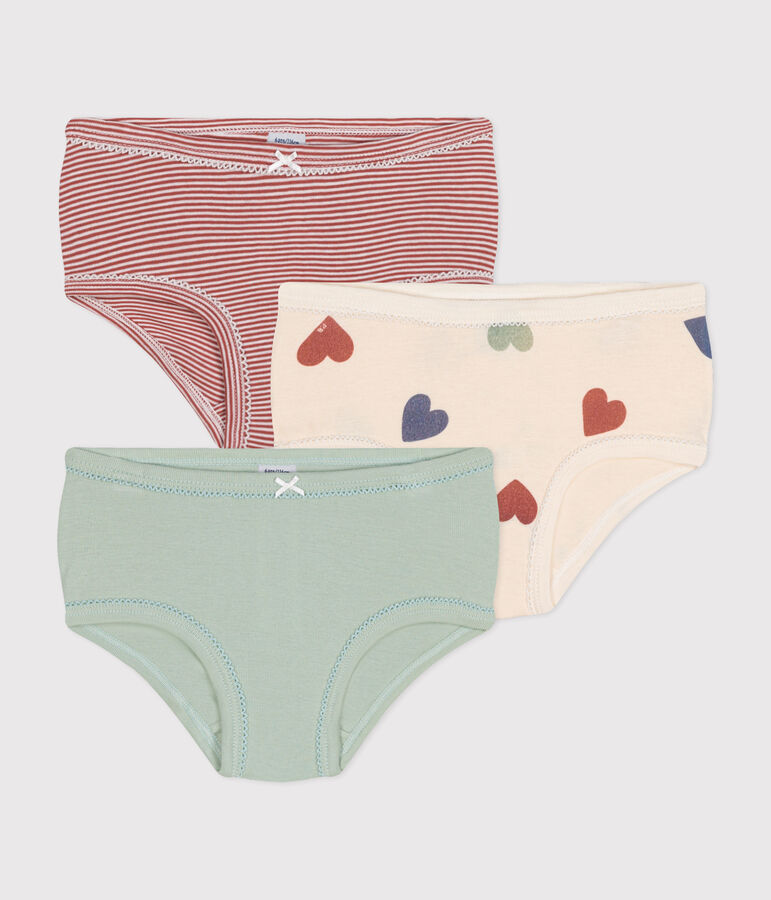 Children's High-Waisted Cotton Heart Knickers - 3-Pack multicolor