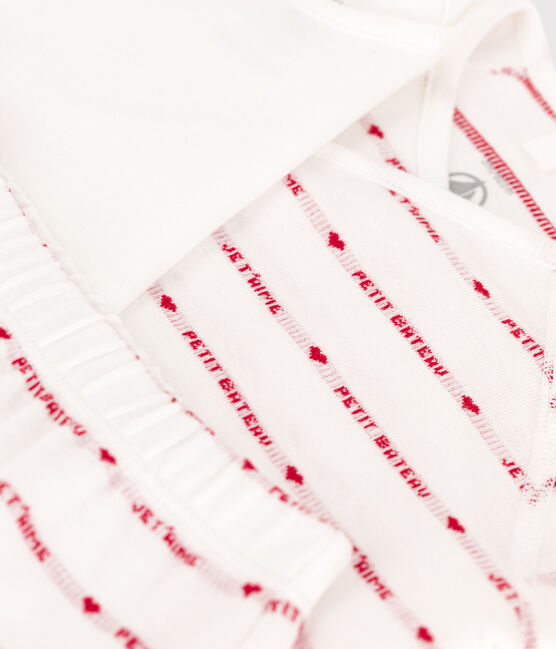 Babies' Organic Jacquard Clothing - 3-Piece Set MARSHMALLOW white/TERKUIT red