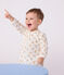Babies' velour pyjama suit printed with leopards MARSHMALLOW white/MULTICO white