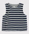 Babies' Reversible Sleeveless Vest in Padded Rib Knit SMOKING blue/MARSHMALLOW white