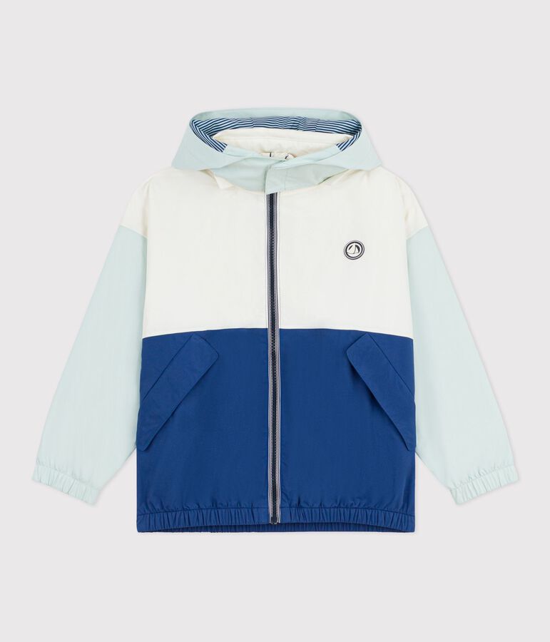 Children's windbreaker with a retractable hood Ecru/multicolor