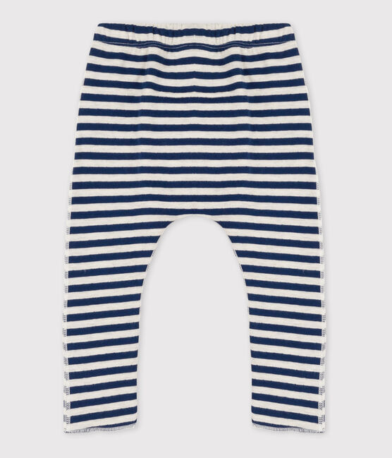 Babies' Stripy Tube Knit Trousers MEDIEVAL blue/MONTELIMAR