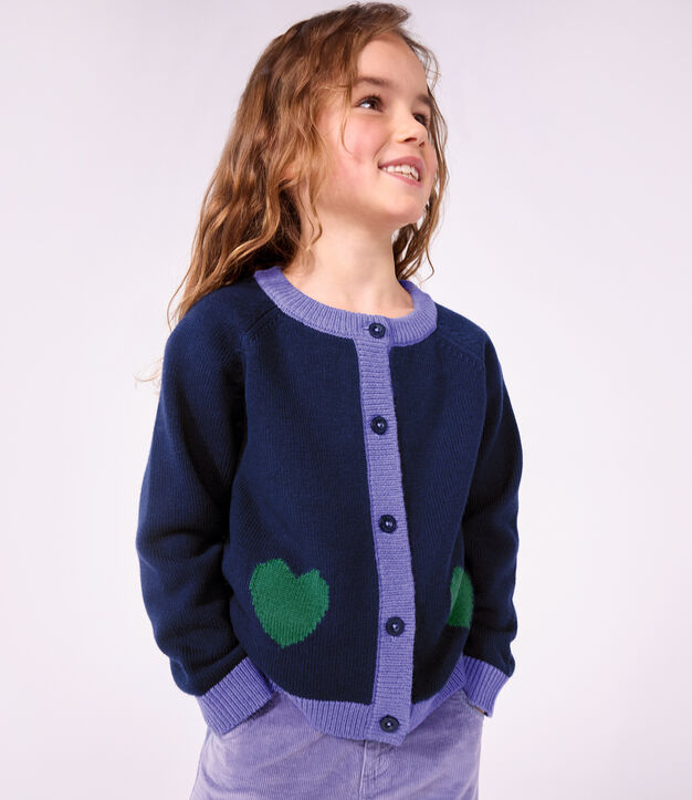 Children's plain wool and cotton cardigan SOIR