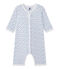 Baby girl's footless sleepsuit ECUME white/BLEU blue