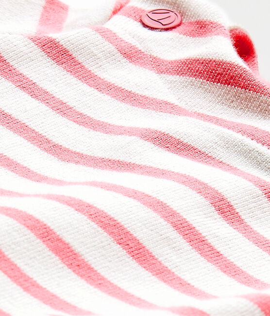 Baby girl's striped dress MARSHMALLOW white/PETAL pink
