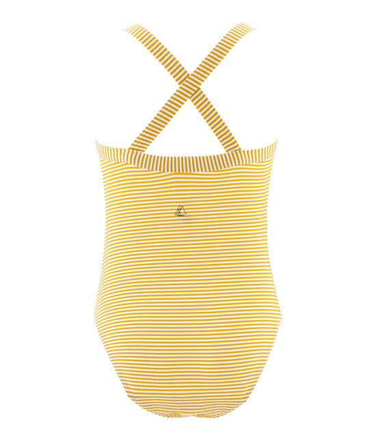 Girls' One-Piece Swimsuit BAMBOO yellow/MARSHMALLOW white