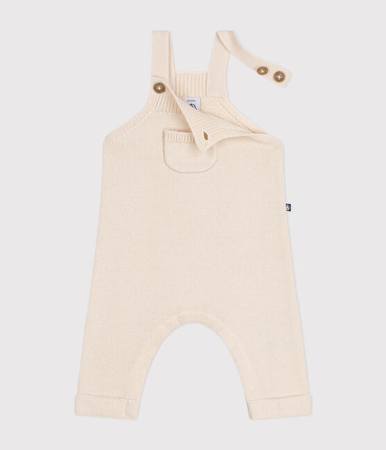 Babies' dungarees knitted in wool and cotton AVALANCHE Ecru