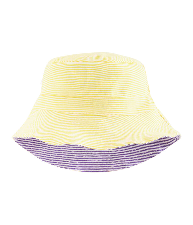 Women's reversible rib knit bucket hat white/real/yellow