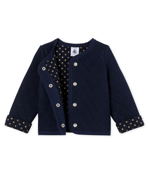 Baby Girls' Quilted Tube Knit Cardigan blue