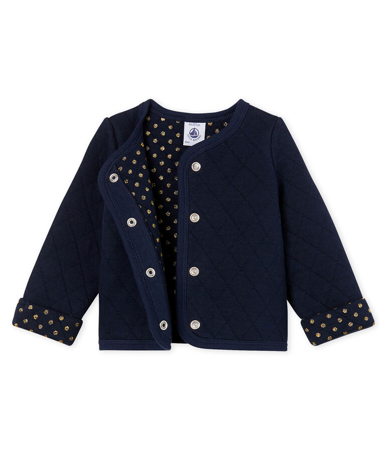 Baby Girls' Quilted Tube Knit Cardigan blue