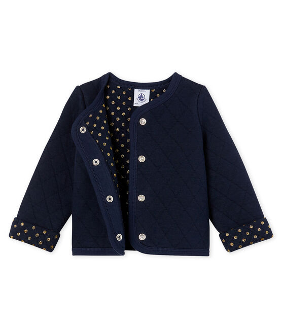 Baby Girls' Quilted Tube Knit Cardigan SMOKING CN blue