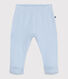 Newborn babies' plain cotton trousers with feet