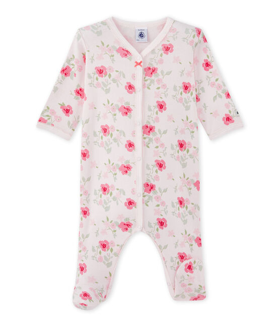 Baby girl's floral print sleepsuit VIENNE pink/MULTICO white