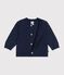 Babies' plain wool and cotton knit cardigan SOIR