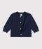 Babies' plain wool and cotton knit cardigan SOIR
