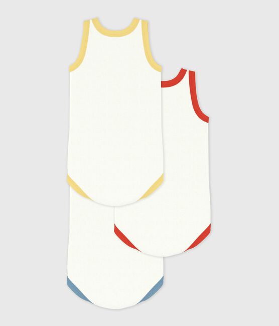 Pack of babies' plain sleeveless cotton bodies variante 1