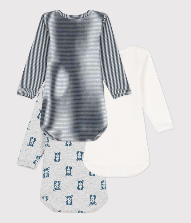 Babies' Dog Themed Long-Sleeved Cotton Bodysuits - 3-Pack multicolor