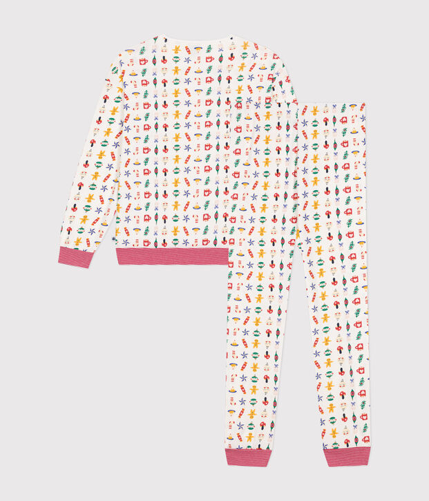 Christmas print cotton pyjamas white/multicolor