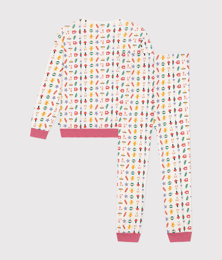 Christmas print cotton pyjamas white/multicolor