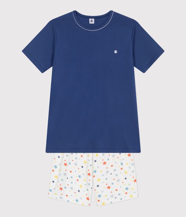 Children's star print short cotton pyjamas blue/multicolor