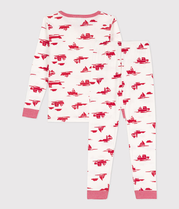 Children's Unisex Snugfit Cotton Pyjamas white/red