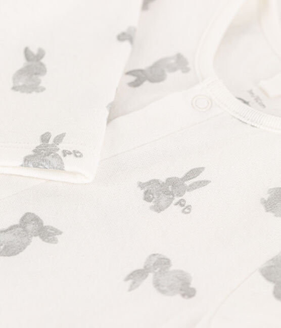 Tube-Knit Rabbit Sleepsuit MARSHMALLOW white/GRIS grey