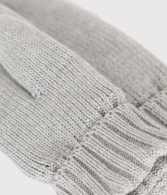 Children's knitted polar fleece-lined mittens CHATON CHINE grey