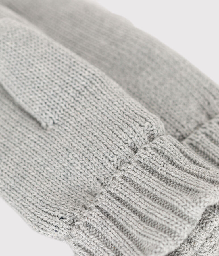 Children's plain knitted fleece-lined mittens grey