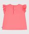 Babies' short-sleeved plain cotton T-shirt pink