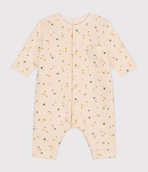 Babies' fleece jumpsuit Ecru/multicolor
