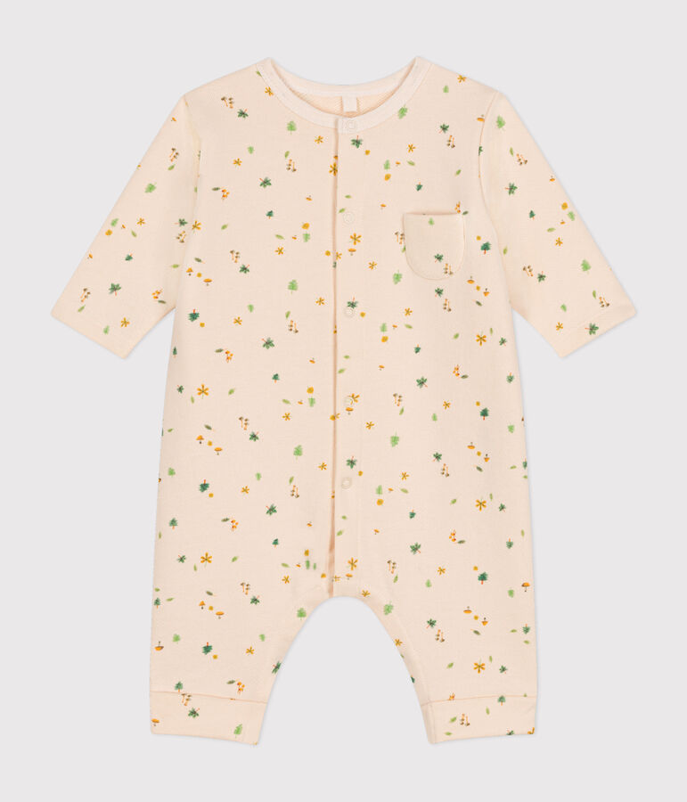 Babies' fleece jumpsuit Ecru/multicolor