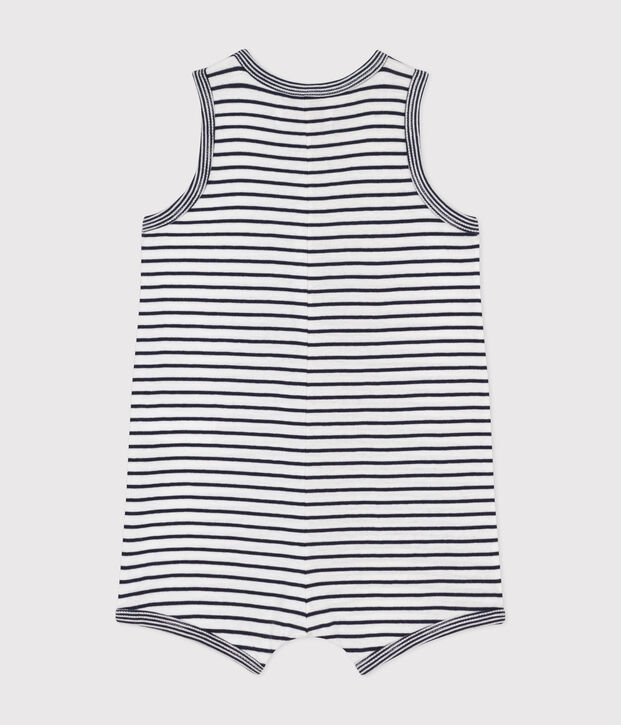 Babies' Mr. Men and Little Miss cotton playsuit white/blue