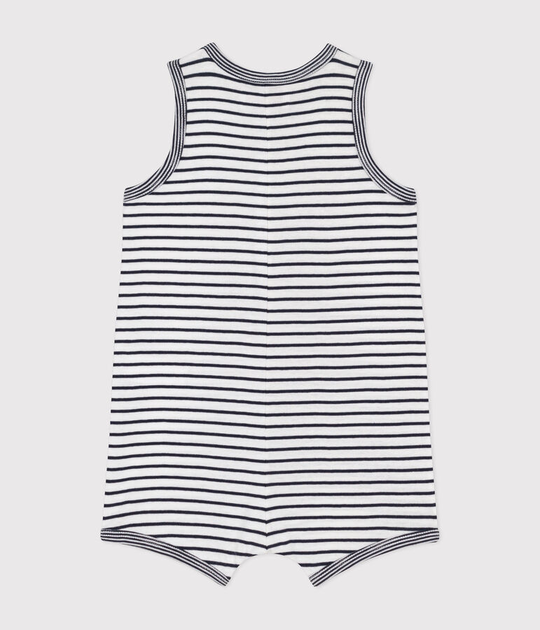 Babies' Mr. Men and Little Miss cotton playsuit white/blue