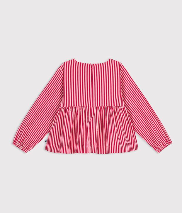 Children's long-sleeved stripy cotton blouse pink/pink