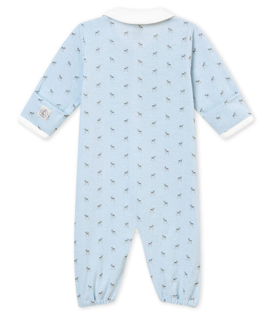 Baby boy's print tubic combi sleepsuit FRAICHEUR blue/MULTICO white