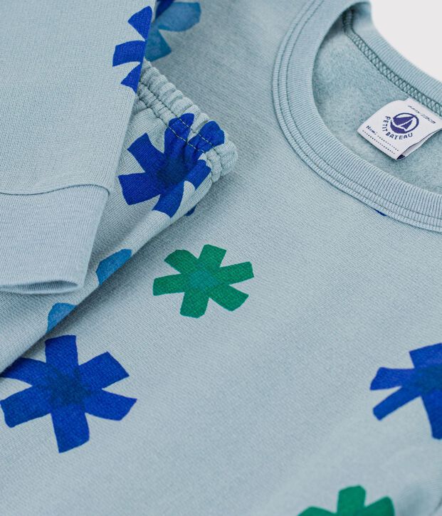 Children's pyjamas in snowflake print fleece grey/multicolor