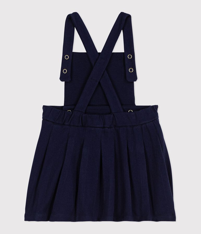 Babies' pleated cotton dress blue