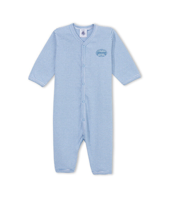 Baby boy's milleraies stripe footless sleeper ALASKA blue/ECUME white