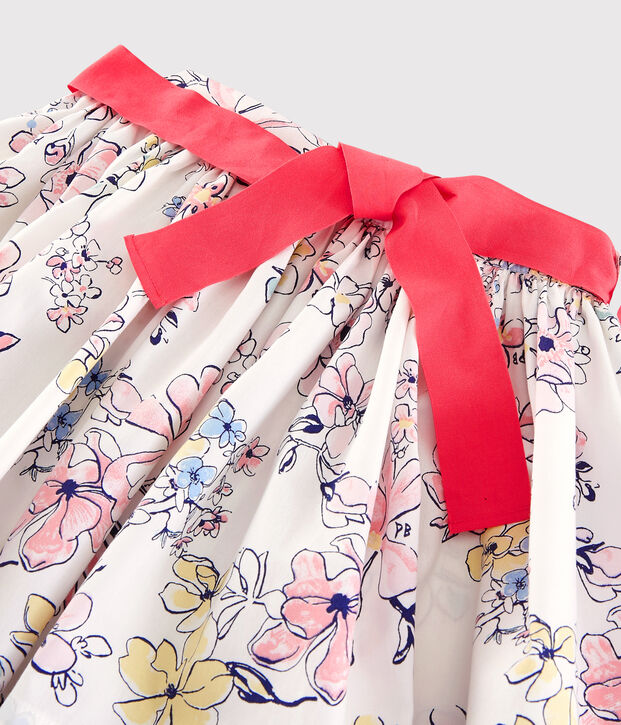 Girls' Poplin Skirt white/multicolor
