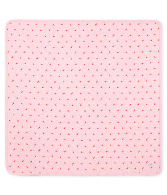 Unisex baby printed blanket VIENNE pink/MULTICO white