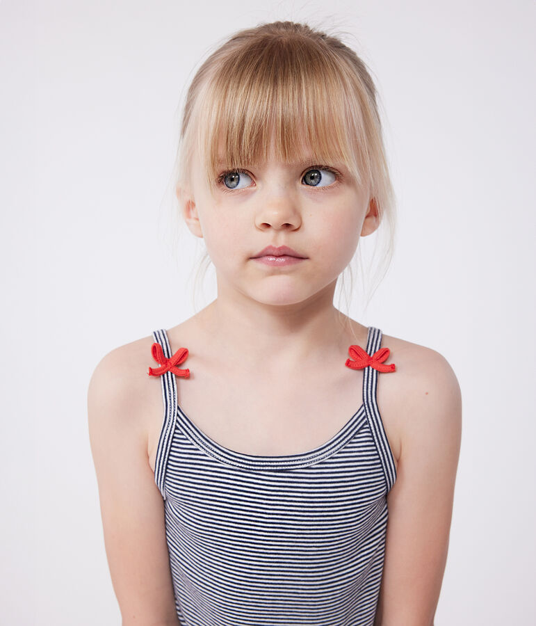 Children's short stripy strappy pyjamas blue/white