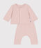 Babies' two-piece set in quilted tube knit SALINE pink
