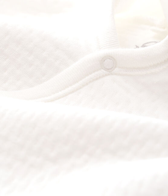 Babies' Long Jumpsuit in Quilted Tube Knit MARSHMALLOW white
