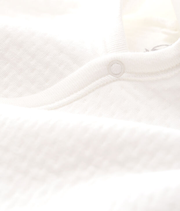 Babies' Long Jumpsuit in Quilted Tube Knit white