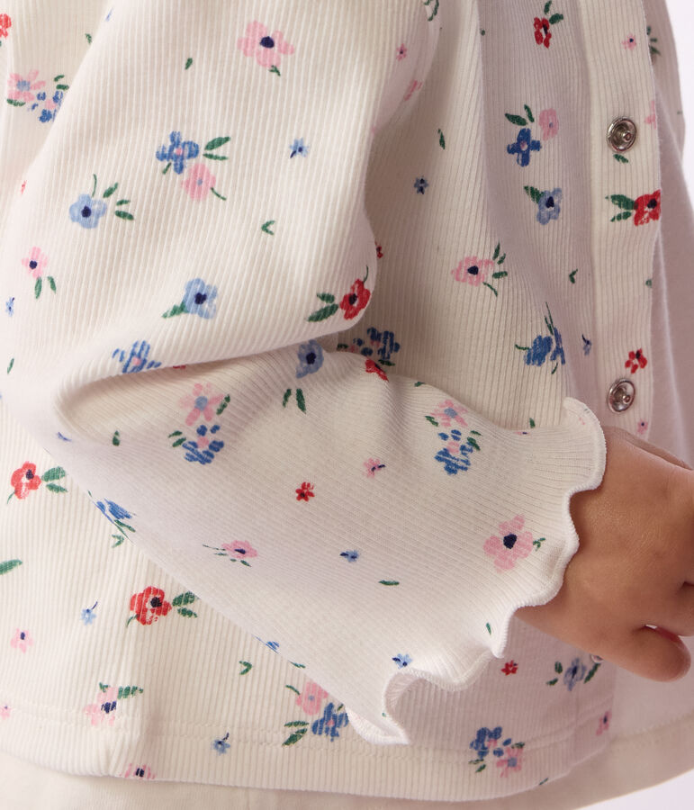 Babies' floral-print cotton cardigan MARSHMALLOW white/MULTICO white