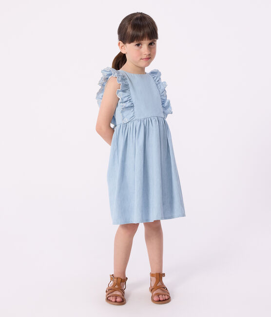 Children's sleeveless cotton dress BLEU CLAIR blue