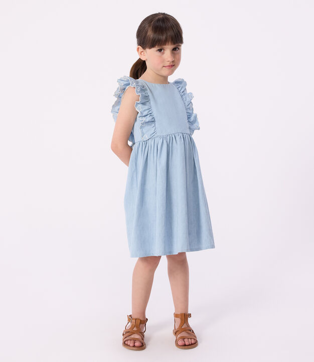 Children's sleeveless cotton dress blue